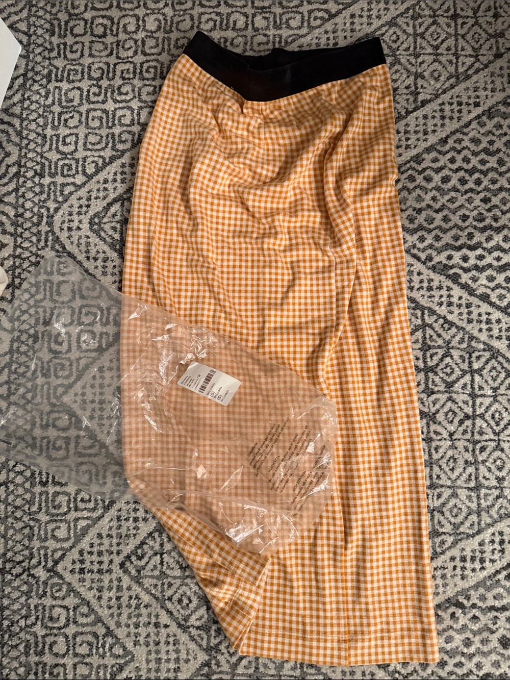 Maude Club Gingham Midi Skirt - Mustard/White